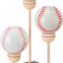 4 x Kathfly Baseball Stand Holder Wooden Baseball Display Stand Multi Tiered Ball Ring Storage Holder for Table Centerpiece Wood Room Decor Sports Lover Gifts for Boys Men Father Coach Athletes, 3 Tiers