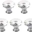 5 Pack Crystal Glass Cabinet Knobs-30mm Diamond Shape Pulls Handles for Drawer Dresser Kitchen Wardrobe Bathroom Cabinet Desk - YL00008 (Clear)