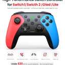 Wireless Switch Controller for Nintendo Switch/Switch 2/Lite/OLED Controller, Switch Controller with a Mouse Touch Feeling on Back Buttons, Extra Switch Pro Controller with Wake-up,Programmable, Turbo Function