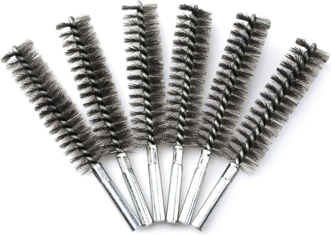6pcs Pipe Cleaning Brush Set Stainless Steel Bristles, Stainless Steel Pipe Brush for Auto Parts,Bottles, Tubes, Etc.(4/5" 20mm)