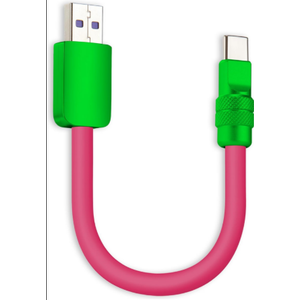 Chubbycable Color Block Chubby 120W Short USB C Cable Power Bank Fast Charging Cable Silicone Charger Cord Compatible with iPhone 17-15 Series iPad, Rose Red+Green, USB-A to Type-C, 0.82FT Amazon's Choice
