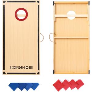 Cornhole Boards Set Regulation Size - 4'x2' Premium Solid Wood Corn Hole Toss Game with 8 Bean Bags