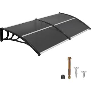 Macrout 78.2"x37.8" Outdoor Window Awning Exterior with Polycarbonate Panels for Door Entrance, Front Patio Door Canopy for Sun, Rain Protection, WP780 (Grey Board with Black Bracket, 78.2 x 37.8)
