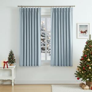 WEST LAKE 63 Inch Dusty Blue Bailey Pinch Pleated Full Blackout Curtains with Liners, Modern Textured Drapes with Backtabs Hooks, Thermal Insulating Window Treatment for Bedroom Living Room, 40"Wx63"Lx2