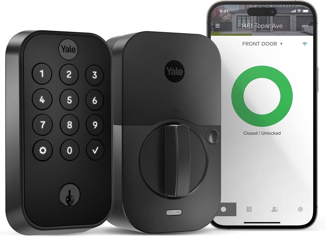 Yale Assure Lock 2 Keyless Entry Smart Deadbolt with Wi-Fi - Black Suede Electronic Door Lock with Keypad, Code Entry, Remote Access & Backup Key - Secure Smart Home Deadbolt, YRD410-WF1-BSP