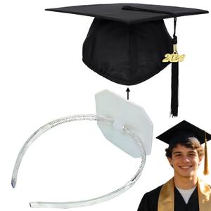 5 x Graduation Cap Headband for Women Non-Slip Anti-Fall Grad Hat Band for Thick Hair, Grad Cap Headband Commencement Accessories for Women (1, Clear)