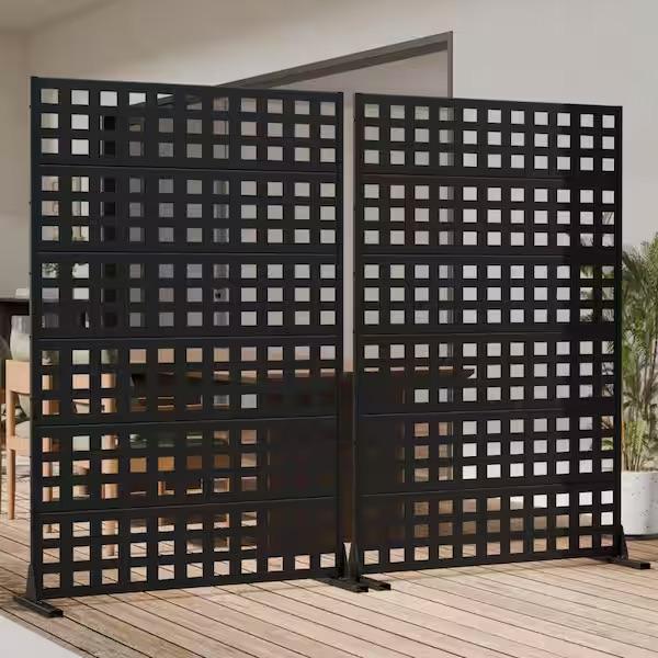 Garvee Metal Privacy Screen Outdoor, 72" H × 47" W Galvanized Steel Freestanding Privacy Fence for Patio, Balcony & Garden