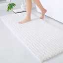 Arotive Luxury Chenille Bathroom Rug Mat, Extra Soft Thick Absorbent Shaggy Bath Rugs, Non-Slip Machine Wash Dry, Plush Bath Mats for Bathroom, Shower and Tub, 60x24, White