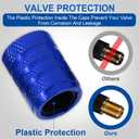 4 x Blue Anodized Aluminum Tire Valve Stem Caps with Plastic Inner Sleeve, Corrosion Resistant. Universal Valve Caps for Cars, Trucks, Motorcycles, Pack of 5