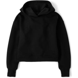 The Children's Place girls Active Long Sleeve Hooded Sweatshirt (Medium, Black)