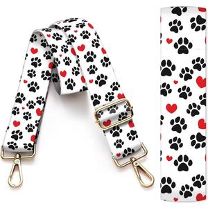 Purse Strap Replacement Crossbody, 3.8cm Wide Shoulder Strap Adjustable Replacement Belt Gold Buckle (Cute Dog Paws)