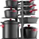 MUDEELA Pots and Pans Organizer under Cabinet 20.8" Height, Heavy Duty Adjustable Pot Pan Organizers inside Cabinet, 8-Tier Kitchen Cabinet Organizers and Storage for Big Stockpots, Heavy Cookware