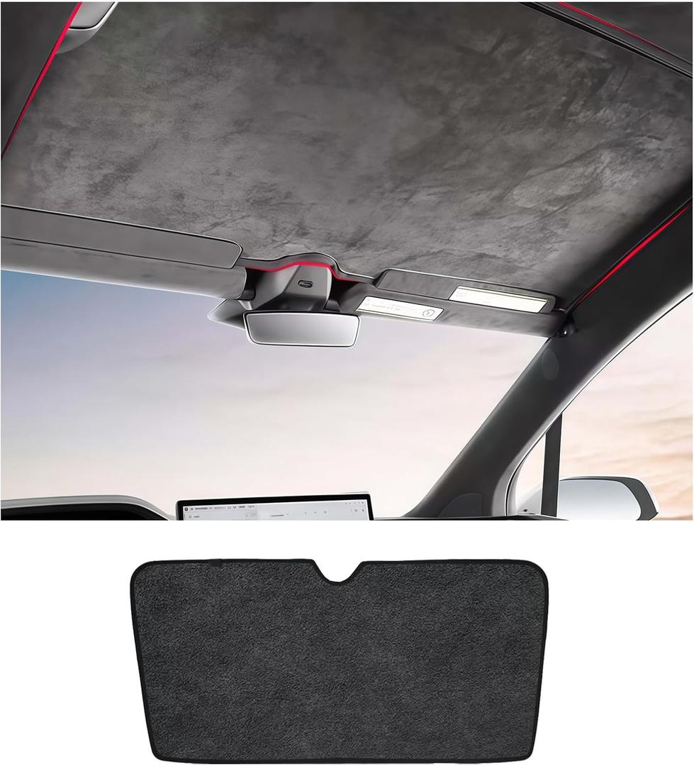 Windshield Sunshade Glass Roof Sun Shade Compatible with Tesla Model X 2022-2025,Premium Soft Suede Falcon Wing Sunroof Sun Shade Heat Insulation Anti-UV