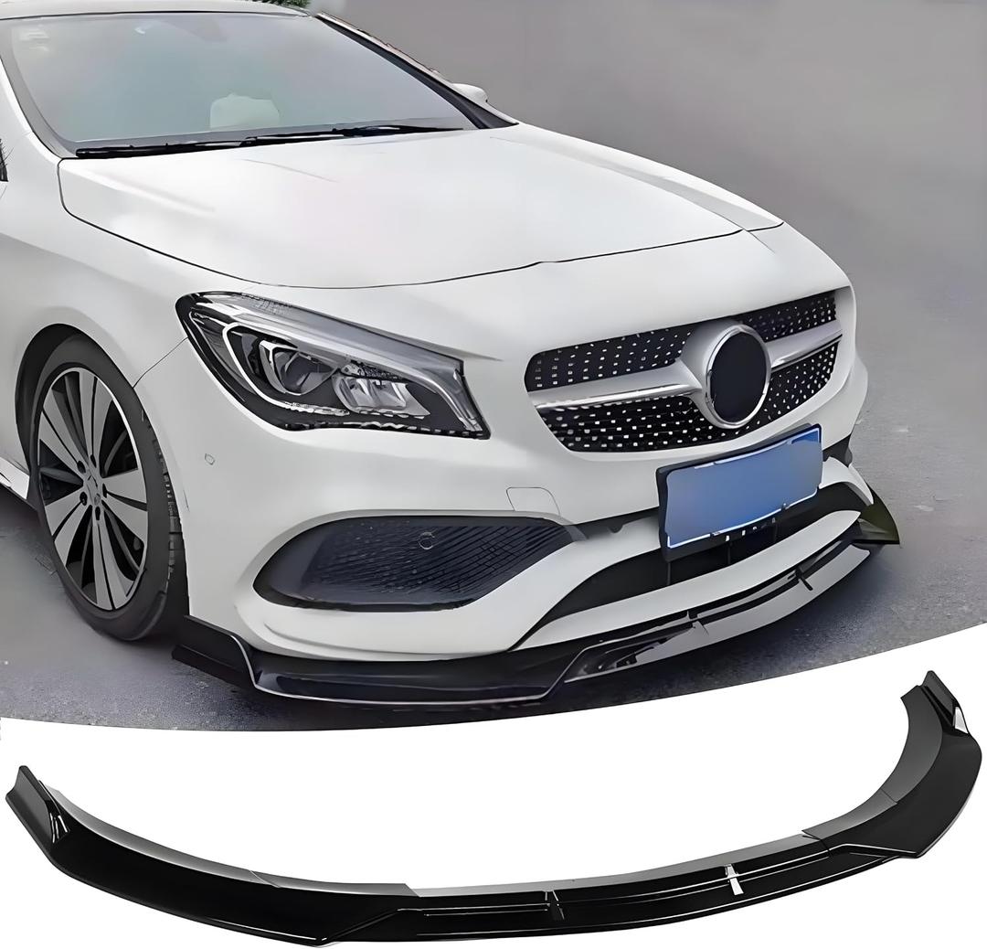 Front Bumper Lip Splitter Spoiler Compatible with Mercedes CLA/ CLA250/ W117 2017 2018 2019 (for AMG-Line Models Only), Gloss Black 3pcs Air Chin Body Kit Exterior Accessories