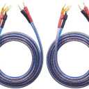 KK Cable YB-H 1pair Set(4 Spade Plug & 4 Pin Plug) HiFi OFC Speaker Wire, Spade Plug to Pin Type Plug. YB-H (1.5M(4.92ft))