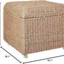 Household Essentials Seagrass Rolling Wicker Storage Ottoman, 18.1 inches