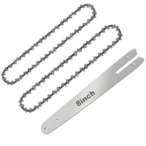 8 Inch Chainsaw Chain Replacement- 2 Chains and 1 Guide Bar for 8 Inch Mini Chainsaw with 45 Drive Links, Compatible with Cordless Electric Battery Powered Handheld Chainsaws