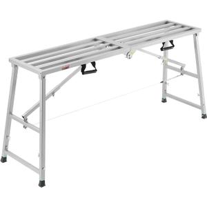 VEVOR Work Platform, 63"x 15" Portable Scaffolding Platform, Folding Steel Step Ladder Adjustable Height 31.5"-50.1", 800 lbs Load Capacity, Non-Slip Drywall Painting Stool for Cleaning &Washing