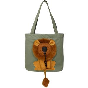 Lion-Shaped Pet Canvas Shoulder Bag Portable Cat Carrier Tote Bag Breathable Dog Carrying Case Outdoor Travel Handbag for Small Cat Dog Pet