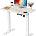 JOY worker Small Electric Standing Desk, 31.5" x 20" Whole Piece Height Adjustable Desk with Memory Controller, White Sit to Stand Workstation for Home Office