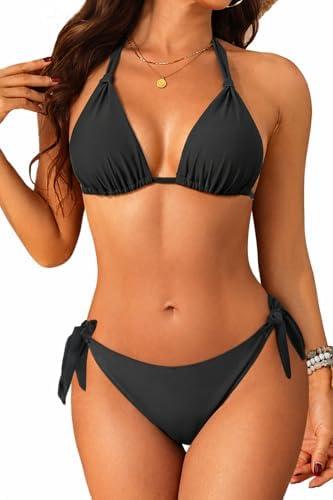 Women Halter Bikini Set - Two Piece Triangle Swimsuit Tie Bathing Suit 2025 Cute Swimwear L