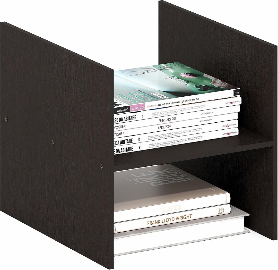 Furinno Cubicle Cube Insert, H-Shelf Cube Organizer, 2-Tier Shelf Accessory, Fits into Furinno Triple Thick Cubes, IKEA Kallax, for Organizers and Storage, Black Dark Oak