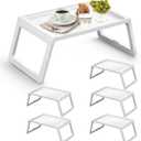 6 Pieces Breakfast in Bed Tray with Foldable Legs,26.8"x14" Bed Table Tray with Handles Serving Breakfast Tray for Couch Snack Sofa Home Sleepover Slumber Party (White)