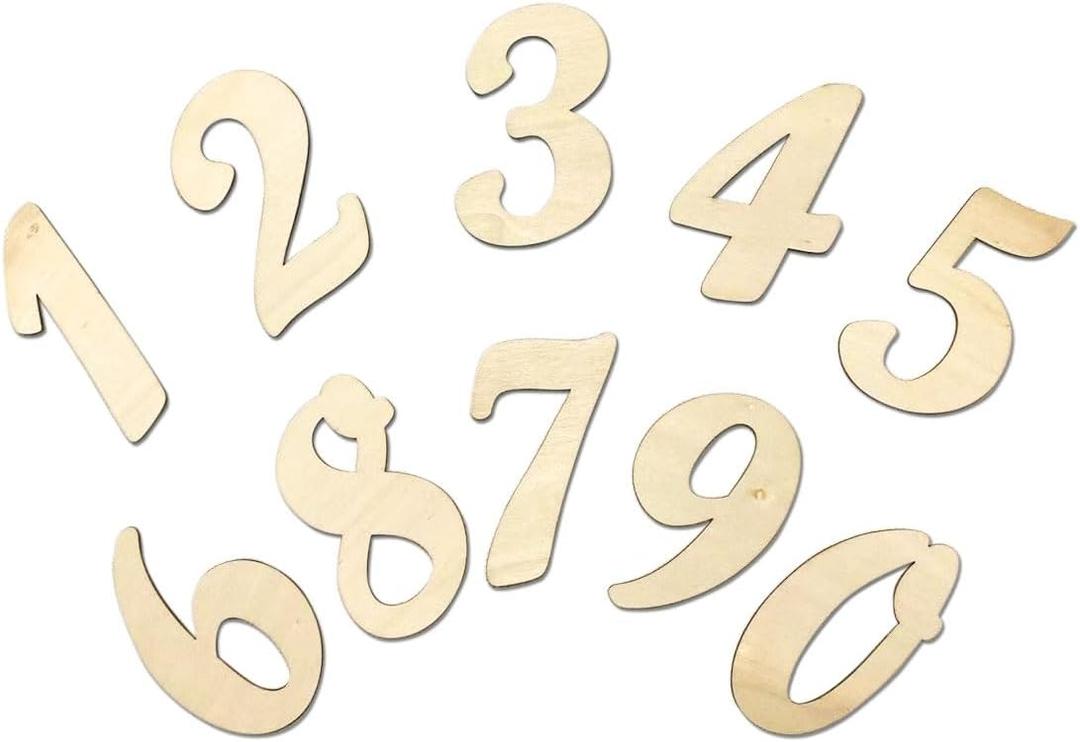 3 Inch 168 Pieces Wooden Numbers Unfinished Wood Numbers 0-9 Clock Numbers for Painting DIY Crafts