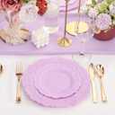SUT 60PCS Purple Plastic Plates - Plastic Plates for Party, Purple Plates Disposable Heavy Duty, Including 10 inch Dinner Plates, 7 inch Dessert Plates, Plastic Plates for Wedding&Party