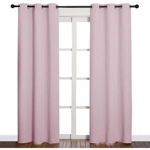 NICETOWN Nursery Essential Thermal Insulated Solid Grommet Top Blackout Curtains/Drapes (1 Pair, 42 x 84 inches, Baby Pink)