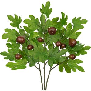 30.7" Fake Plants Branches Artificial Greenery Stems Set of 3, Faux Greenery Stems for Vase, Artificial Fiddle Stems with Fig Fruits, Fake Greenery for Dining Room Bathroom Living Room Centerpieces