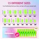 Neon Green Soft Gel Nail Tips Medium Short Square Gel Tips Pre-colored Press on Nails Pre Applied Tip Primer Natural Acrylic Fake Nails Extensions for DIY Nail, 300Pcs