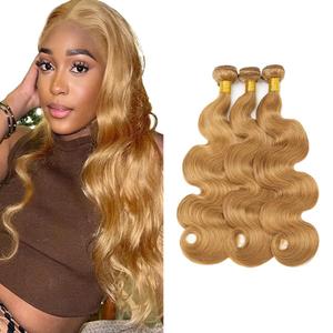 #27 Blonde Bundles Body Wave Human Hair Bundles 30 32 34 Inch Unprocessed Brazilian Virgin Hair Weave Body Wave Human Hair Extensions Honey Blonde Bundle 3 Bundles 50 Grams Per Bundle For Woman