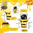 Otoolling 8 Pcs Metal Bee Wall Art Decor 3D Iron Honey Bee Wall Art Ornament Hanging Sculptures for Garden Outdoor Table Yard Greenhouse Fence Honeybee Baby Shower Decorations (4.5 Inch,5.5 Inch)