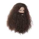 Qacf Long Curly Mens Wizard Mustache Wig Halloween Costume Cosplay Viking Fake Beard Wig