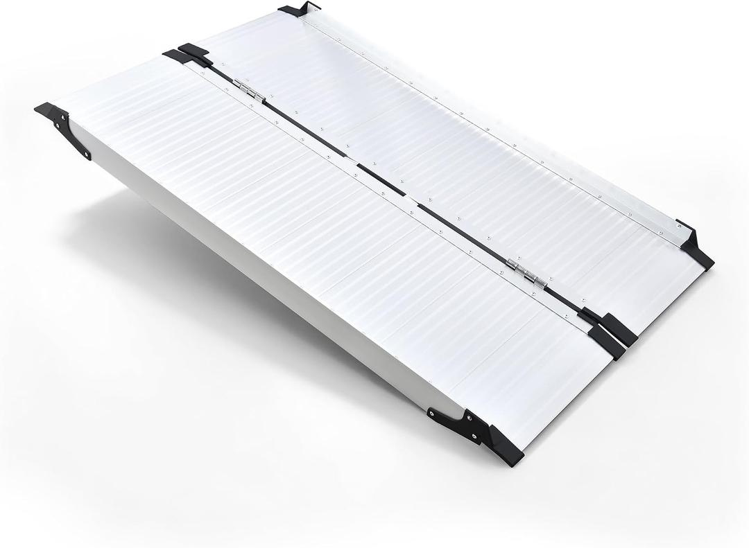 4 Feet Wheelchair Ramp - Portable Folding Threshold Wheel Chair Ramp - Non-Skid Aluminum Handicap Ramps for Home Steps, Stairs, Entry, 800LBS Capacity, HDB-439C