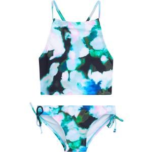 Kanu Surf Girls' Daisy UPF 50 Beach Sport Halter Tankini 2-Piece Swimsuit (14, Tropical Reef Black/Blue)