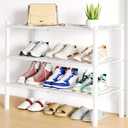 Smiry Shoe Rack, 3 Tier Small Bamboo Shoe Organizer, Stackable Free Standing Wooden Shoe Storage Shelf for Closet, Entryway, Front Door Entrance, White (26.80" Wide - 3 Tier - Regular)