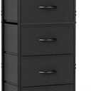 OLIXIS Tall 5 Drawer Fabric Dresser Storage Tower Bedroom Organizer, Black | Storage Unit with Removable Bins, Chest of Drawers with Sturdy Steel Frame, Tall Dressers for Closet, Living Room, Entryway