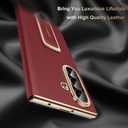 Magnetic Leather Case for Samsung Galaxy Z Fold 7 with Rotating Kickstand & Wrist Strap, Premium Vegan Leather & Full Hinge Camera Protection, All-Around Shockproof Protection Cover, Red