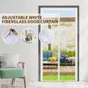 Adjustable White Fiberglass Door Curtain DIY Size Width 34" -39" Height 81" -84",Magnetic Screen Door with Reinforced Magnets Auto Closer, Keep Bugs Out, Pet and Kid Friendly