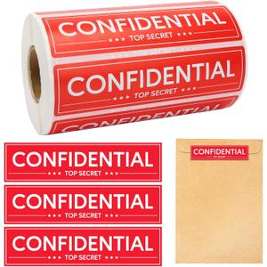 600 PCS Top Secret Confidential Stickers 4 x 1 Inch File Handling Instructions Labels Self-Adhesive Roll up Confidential Stickers for Office Business Envelopes Mailing Red