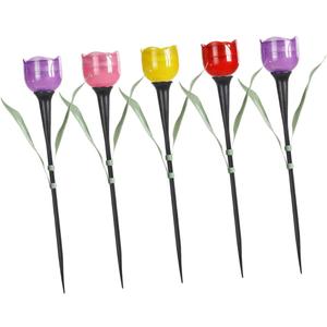 5pcs Solar Tulip Garden Light Decorative Outdoor Stake Lamp for Patio and Landscape Temperature Resistant Led Flower Lighting for Festivals and Holidays (Assorted)
