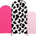 3 Sets Cow Theme Party Arch Backdrop Cover Cow Birthday Party Decorations Spandex Stretch Backdrop Stand Cover 4ft, 5ft, 6ft for Birthday Banquet Ceremony(Pink)