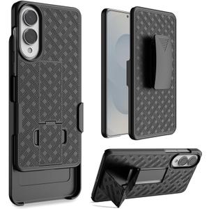 for Galaxy S25 Edge Holster Case with Belt Clip & Kickstand, 2-in-1Rugged Bumper Cover Full-Body Military Grade Protection (Black)