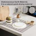 Large Stone Dish Drying Mat for Kitchen Counter, 24"(L)16"(W) Collapsible Kitchen Dish Drying Mat, Absorbent Quick Dry Diatomaceous Earth, for Dishes Bottles Cups, Match Any Countertop