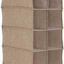 Household Essentials 10 Pocket Hanging Shoe Closet Organizer with Hooks (Latte)