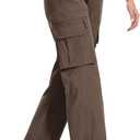 Moosehill Womens Hiking Pants Lightweight: Quick Dry Water Resistant High Waisted Cargo Pants 7 Pockets for Travel Casual (6, Brown)
