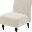 Velvet Armless Accent Chair Covers Luxury Thick Velvet Chair Slipcovers, Removable Furniture Protector for Living Dining Room Hotel, Ivory