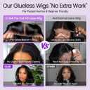 UVVUVV Wear and Go Glueless Wigs Pre Plucked Pre Cut 4x4 Body Wave Bob Wig Human Hair wigs for black women Short Bob Wig Human Hair 180 dentisty natrual color 14inch